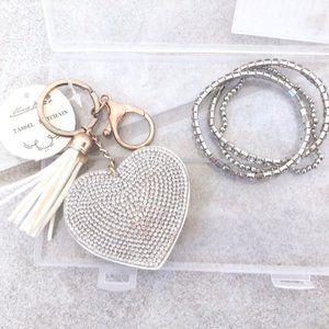 NEW Heart Keychain and Bracelets Set